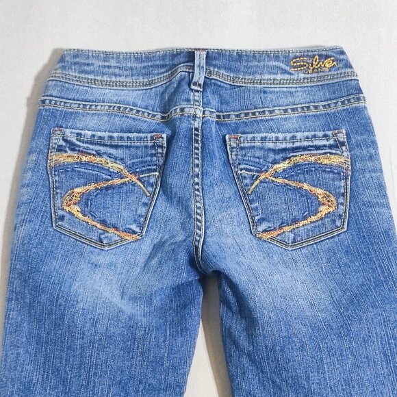 Silver jeans women's size 24 medium washed denim blue Aiko Capri Vintage Y2K - Picture 4 of 14